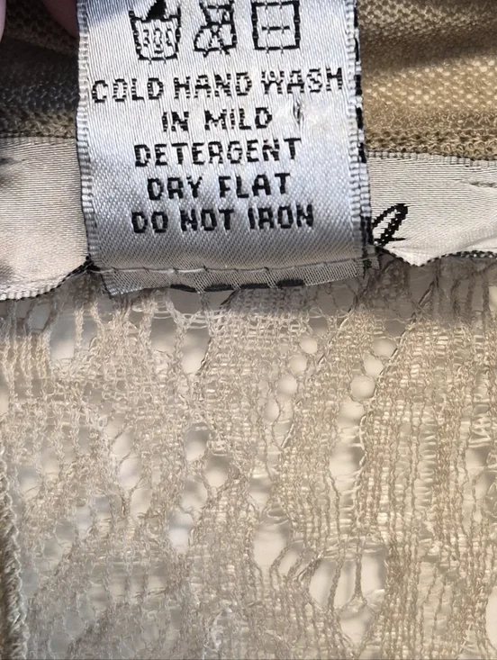 Vintage Ania A Sheer Lace Jacket Beige Asymmetrical Boho Whimsy Patchwork Sz M - Picture 13 of 13